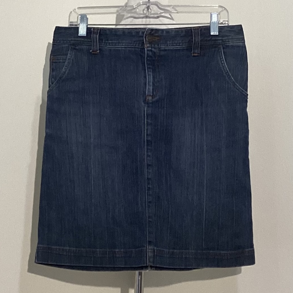 Eddie Bauer Blue Denim 5 Pocket A Line Midi Skirt